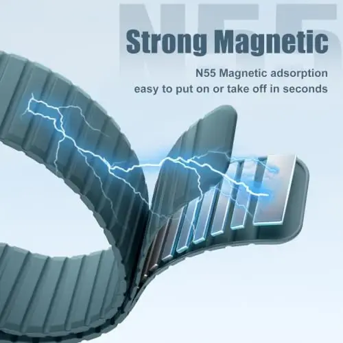 Magnetic Silicone Strap for Apple Watch Band 46mm 42 44 40 49mm Men Women | Soft Loop Strap for iWatch Ultra 4/3/2 Series 12 11 10 9 8 7 6 5 4 SE 49mm 46mm 42mm 44mm 40mm 45mm 41mm 38mm Upgraded Magnet - Magnetic (1)