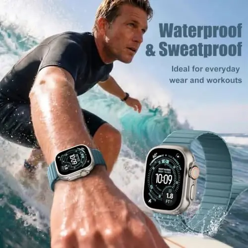Magnetic Silicone Strap for Apple Watch Band 46mm 42 44 40 49mm Men Women | Soft Loop Strap for iWatch Ultra 4/3/2 Series 12 11 10 9 8 7 6 5 4 SE 49mm 46mm 42mm 44mm 40mm 45mm 41mm 38mm Upgraded Magnet - 6