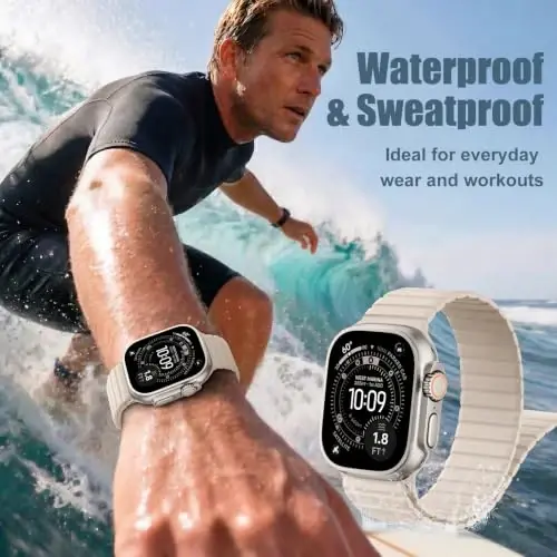 Magnetic Silicone Strap for Apple Watch Band 46mm 42 44 40 49mm Men Women | Soft Loop Strap for iWatch Ultra 4/3/2 Series 12 11 10 9 8 7 6 5 4 SE 49mm 46mm 42mm 44mm 40mm 45mm 41mm 38mm Upgraded Magnet - 6
