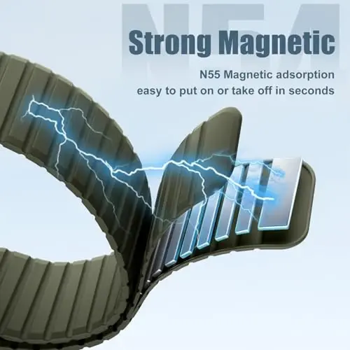Magnetic Silicone Strap for Apple Watch Band 46mm 42 44 40 49mm Men Women | Soft Loop Strap for iWatch Ultra 4/3/2 Series 12 11 10 9 8 7 6 5 4 SE 49mm 46mm 42mm 44mm 40mm 45mm 41mm 38mm Upgraded Magnet - Magnetic (1)