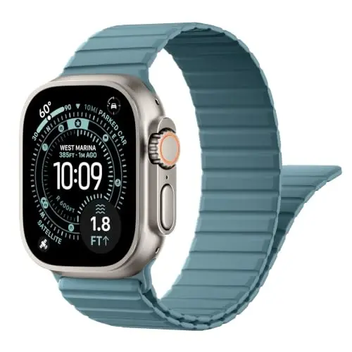 Magnetic Silicone Strap for Apple Watch Band 46mm 42 44 40 49mm Men Women | Soft Loop Strap for iWatch Ultra 4/3/2 Series 12 11 10 9 8 7 6 5 4 SE 49mm 46mm 42mm 44mm 40mm 45mm 41mm 38mm Upgraded Magnet - 1