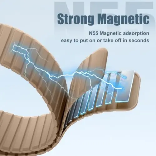 Magnetic Silicone Strap for Apple Watch Band 46mm 42 44 40 49mm Men Women | Soft Loop Strap for iWatch Ultra 4/3/2 Series 12 11 10 9 8 7 6 5 4 SE 49mm 46mm 42mm 44mm 40mm 45mm 41mm 38mm Upgraded Magnet - Magnetic (1)