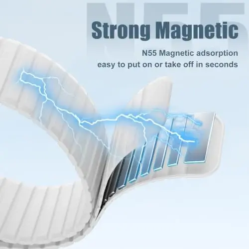 Magnetic Silicone Strap for Apple Watch Band 46mm 42 44 40 49mm Men Women | Soft Loop Strap for iWatch Ultra 4/3/2 Series 12 11 10 9 8 7 6 5 4 SE 49mm 46mm 42mm 44mm 40mm 45mm 41mm 38mm Upgraded Magnet - 2