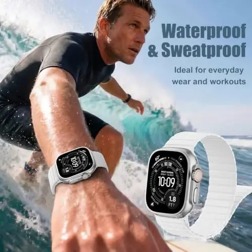Magnetic Silicone Strap for Apple Watch Band 46mm 42 44 40 49mm Men Women | Soft Loop Strap for iWatch Ultra 4/3/2 Series 12 11 10 9 8 7 6 5 4 SE 49mm 46mm 42mm 44mm 40mm 45mm 41mm 38mm Upgraded Magnet - 6