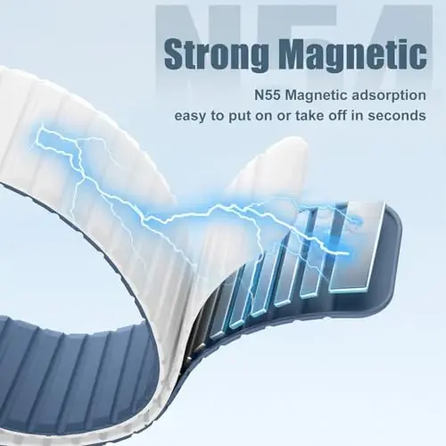 Magnetic Silicone Strap for Apple Watch Band 46mm 42 44 40 49mm Men Women | Soft Loop Strap for iWatch Ultra 4/3/2 Series 12 11 10 9 8 7 6 5 4 SE 49mm 46mm 42mm 44mm 40mm 45mm 41mm 38mm Upgraded Magnet - Magnetic (1)