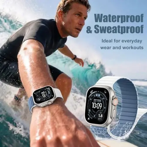 Magnetic Silicone Strap for Apple Watch Band 46mm 42 44 40 49mm Men Women | Soft Loop Strap for iWatch Ultra 4/3/2 Series 12 11 10 9 8 7 6 5 4 SE 49mm 46mm 42mm 44mm 40mm 45mm 41mm 38mm Upgraded Magnet - 6