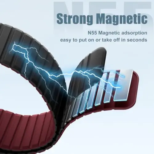 Magnetic Silicone Strap for Apple Watch Band 46mm 42 44 40 49mm Men Women | Soft Loop Strap for iWatch Ultra 4/3/2 Series 12 11 10 9 8 7 6 5 4 SE 49mm 46mm 42mm 44mm 40mm 45mm 41mm 38mm Upgraded Magnet - Magnetic (1)