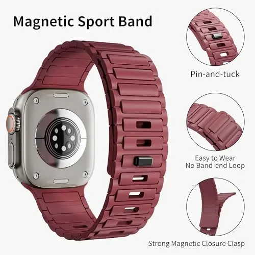 Magnetic Sport Band для Apple Watch Ultra/2 Band 49mm 45mm 46mm 44mm 42mm 41mm 40mm 38mm для Apple Watch Bands для мужчин/женщин, силиконовые петли для запястья iWatch Series 10 9 8 7 6 5 4 3 se 2nd - 4