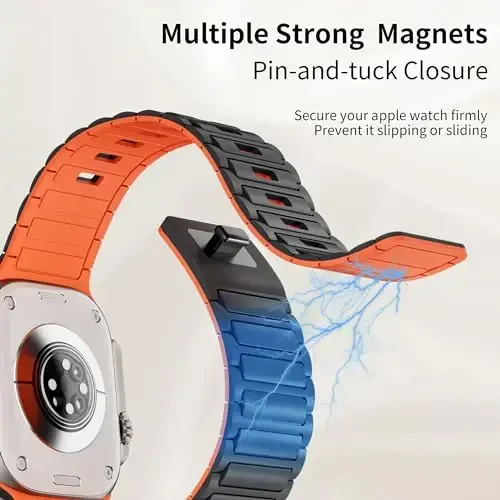Magnetic Sport Band for Apple Watch Ultra/2 Band 49mm 45mm 46mm 44mm 42mm 41mm 40mm 38mm for Apple Watch Bands for Men/Women,Silicone Link Loop Wristbands Strap iWatch Series 10 9 8 7 6 5 4 3 se 2nd - 3