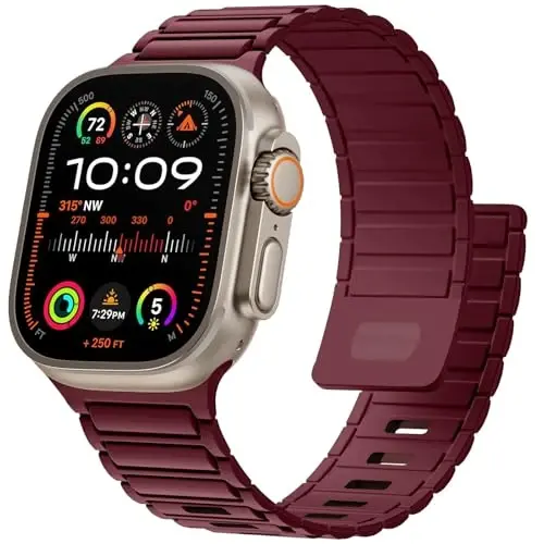 Magnetic Sport Band for Apple Watch Ultra/2 Band 49mm 45mm 46mm 44mm 42mm 41mm 40mm 38mm for Apple Watch Bands for Men/Women,Silicone Link Loop Wristbands Strap iWatch Series 10 9 8 7 6 5 4 3 se 2nd - 1