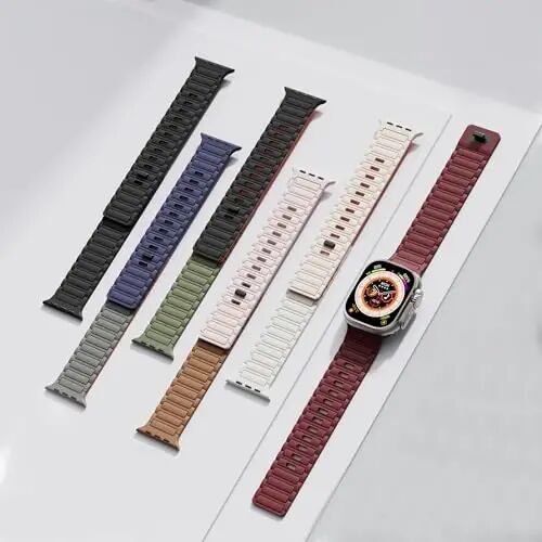 Magnetic Sport Band for Apple Watch Ultra/2/3 Band 49mm 45mm 46mm 44mm 42mm 41mm 40mm 38mm for Apple Watch Bands for Men,Silicone Link Loop Wristband Strap iWatch Series 11 10 9 8 7 6 5 4 3 se 2nd 3nd - 2