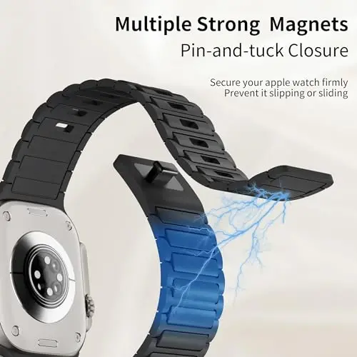 Magnetic Sport Band for Apple Watch Ultra/2/3 Band 49mm 45mm 46mm 44mm 42mm 41mm 40mm 38mm for Apple Watch Bands for Men,Silicone Link Loop Wristband Strap iWatch Series 11 10 9 8 7 6 5 4 3 se 2nd 3nd - 3