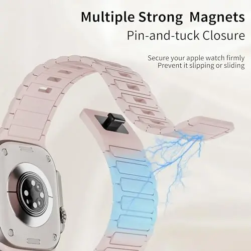Magnetic Sport Band for Apple Watch Ultra/2/3 Band 49mm 45mm 46mm 44mm 42mm 41mm 40mm 38mm for Apple Watch Bands for Men,Silicone Link Loop Wristband Strap iWatch Series 11 10 9 8 7 6 5 4 3 se 2nd 3nd - 3
