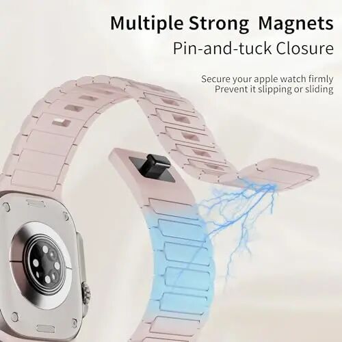 Magnetic Sport Band for Apple Watch Ultra/2/3 Band 49mm 45mm 46mm 44mm 42mm 41mm 40mm 38mm for Apple Watch Bands for Men,Silicone Link Loop Wristband Strap iWatch Series 11 10 9 8 7 6 5 4 3 se 2nd 3nd - 3