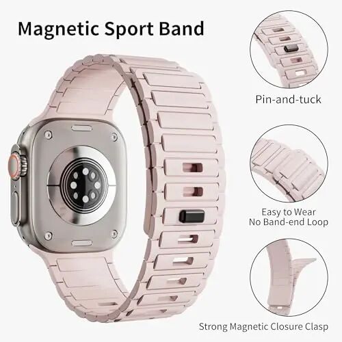 Magnetic Sport Band for Apple Watch Ultra/2/3 Band 49mm 45mm 46mm 44mm 42mm 41mm 40mm 38mm for Apple Watch Bands for Men,Silicone Link Loop Wristband Strap iWatch Series 11 10 9 8 7 6 5 4 3 se 2nd 3nd - 4