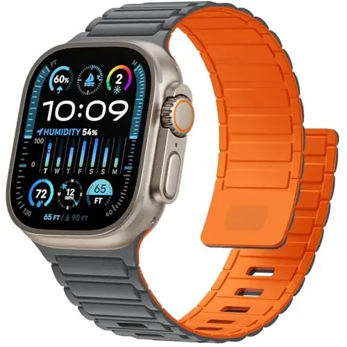 Magnetic Sport Band for Apple Watch Ultra/2/3 Band 49mm 45mm 46mm 44mm 42mm 41mm 40mm 38mm for Apple Watch Bands for Men,Silicone Link Loop Wristband Strap iWatch Series 11 10 9 8 7 6 5 4 3 se 2nd 3nd - 1