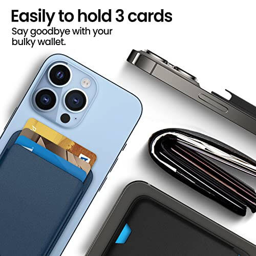 Magnetic Wallet Card Holder Compatible with Apple MagSafe Wallet for iPhone 15 Pro Max/15 Pro/15/15 Plus/iPhone 14 Model Phone, Mag Safe Wallet for iPhone 13 Pro Max/13 Pro/13/13 Mini/12 Series, Jet - 3