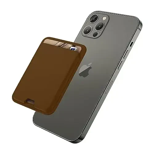 Magnetic Wallet Compatible with MagSafe for iPhone 17 16 15 14 13 12 Pro Max Air Plus Model, Mag 3 Safe Card Holder Stick on Accessories for Apple Cell Phone & Case, Amber - ILODN
