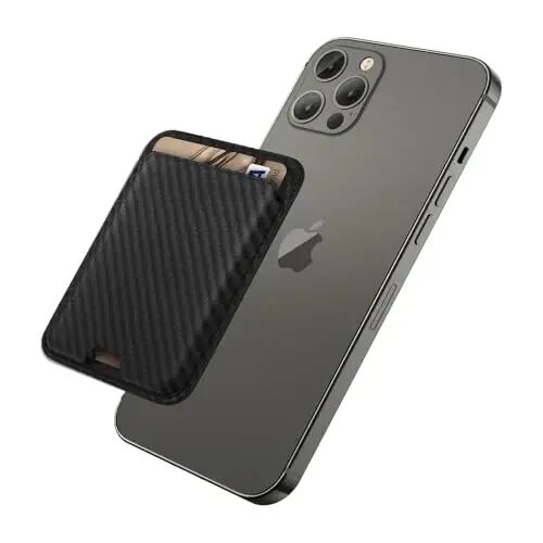 iLodn Magnetic Wallet Compatible with MagSafe for iPhone 17 16 15 14 13 12 Pro Max Air Plus Model, Mag 3 Safe Card Holder Stick on Accessories for Apple Cell Phone & Case, Carbon Fiber Black - ILODN
