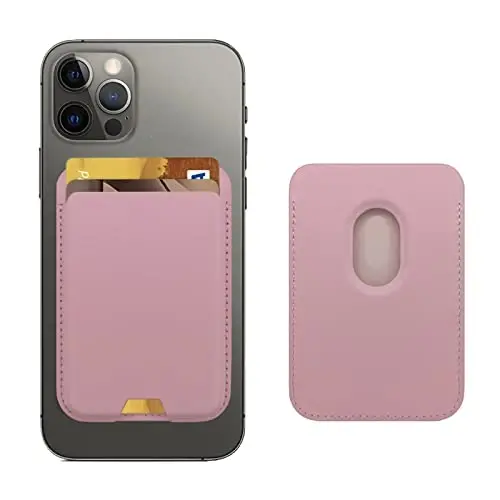 Magnetic Wallet Compatible with MagSafe for iPhone 17 16 15 14 13 12 Pro Max Air Plus Model, Mag 3 Safe Card Holder Stick on Accessories for Apple Cell Phone & Case, Pink 