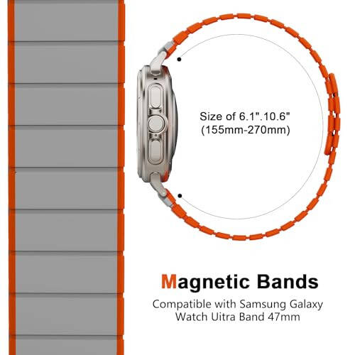 Magnetic Watch Band Compatible with Samsung Galaxy Watch 7 Ultra 47mm, Waterproof Sport Silicone Strap Magnet Link Solo Loop Adjustable Replacement Wristband for Men and Women - 5