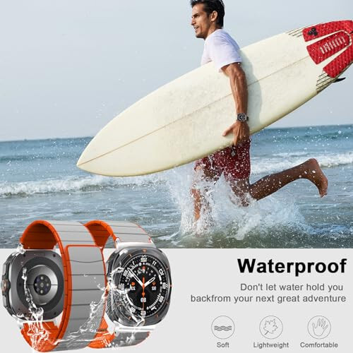 Magnetic Watch Band Compatible with Samsung Galaxy Watch 7 Ultra 47mm, Waterproof Sport Silicone Strap Magnet Link Solo Loop Adjustable Replacement Wristband for Men and Women - 3