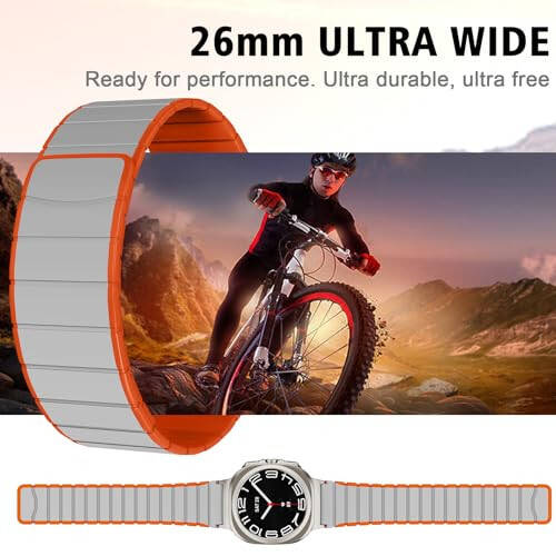 Magnetic Watch Band Compatible with Samsung Galaxy Watch 7 Ultra 47mm, Waterproof Sport Silicone Strap Magnet Link Solo Loop Adjustable Replacement Wristband for Men and Women - 4