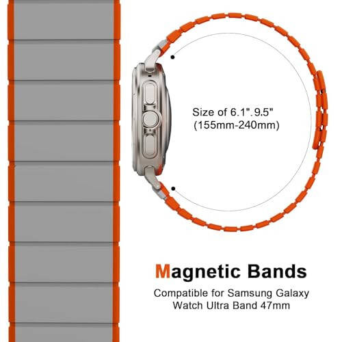 Magnetic Watch Band Compatible with Samsung Galaxy Watch 7 Ultra 47mm, Waterproof Sport Silicone Strap Magnet Link Solo Loop Adjustable Replacement Wristband for Men and Women - 7