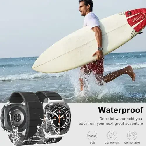 Magnetic Watch Band Compatible with Samsung Galaxy Watch 7 Ultra 47mm, Waterproof Sport Silicone Strap Magnet Link Solo Loop Adjustable Replacement Wristband for Men and Women - 3