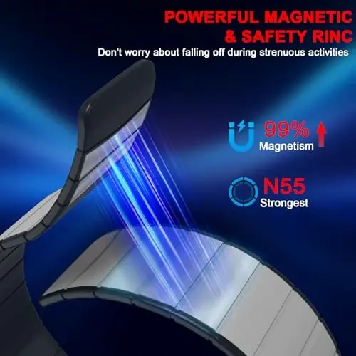 Magnetic Watch Band Compatible with Samsung Galaxy Watch 7 Ultra 47mm, Waterproof Sport Silicone Strap Magnet Link Solo Loop Adjustable Replacement Wristband for Men and Women - 2