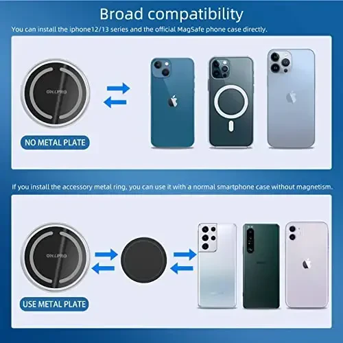 Magnetic Wireless Car Charger Compatible with MagSafe Car Charger Mount, 360° Adjustable Auto Alignment Air Vent Mount for iPhone 13/13 Pro/13 Pro Max/13 Mini/iPhone 12/12 Pro/12 Pro Max,(Silver) - 4