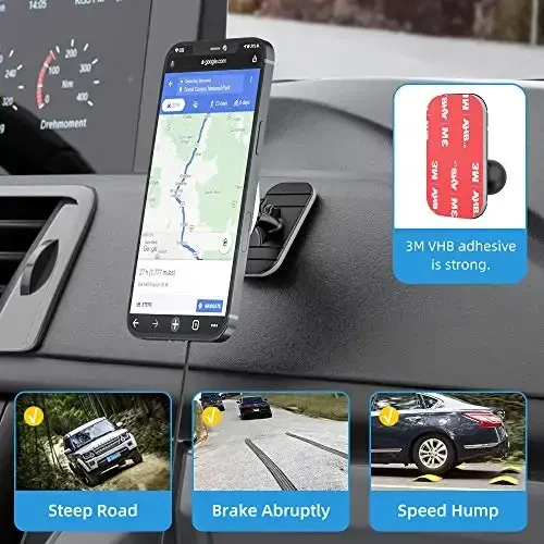 Magnetic Wireless Car Charger Compatible with MagSafe Car Charger Mount, 360° Adjustable Auto Alignment Air Vent Mount for iPhone 13/13 Pro/13 Pro Max/13 Mini/iPhone 12/12 Pro/12 Pro Max,(Silver) - 5