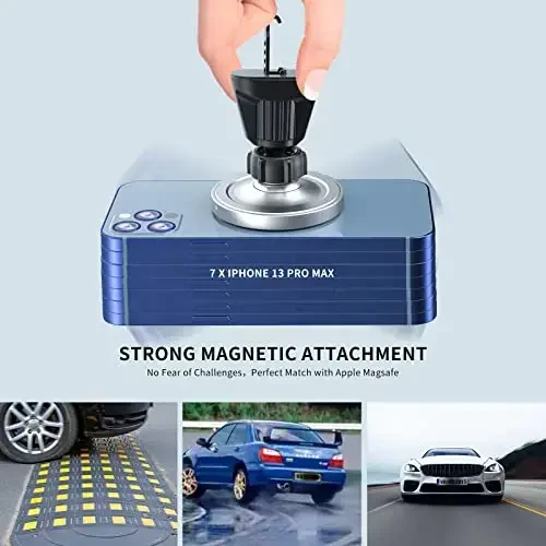 Magnetic Wireless Car Charger Compatible with MagSafe Car Charger Mount, 360° Adjustable Auto Alignment Air Vent Mount for iPhone 13/13 Pro/13 Pro Max/13 Mini/iPhone 12/12 Pro/12 Pro Max,(Silver) - 6