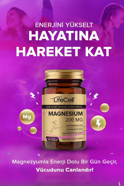 Magnezyum 200 Mg (MAGNEZYUM KOMPLEKS BİSGLİSİNAT - MALAT - SİTRAT) Takviye Edici Gıda - 4