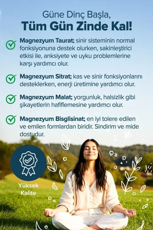 Magnezyum Kompleks + Vitamin B6 ( Taurat - Bisglisinat - Malat - Sitrat ) İçeren Takviye Edici Gıda - 4