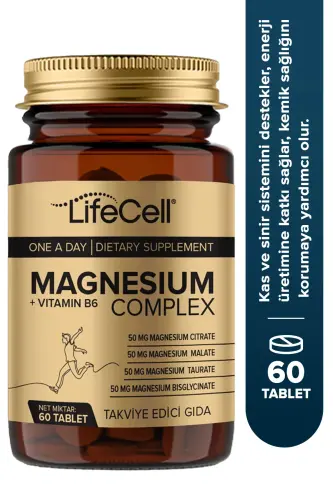 Magnezyum Kompleks + Vitamin B6 ( Taurat - Bisglisinat - Malat - Sitrat ) İçeren Takviye Edici Gıda - 1