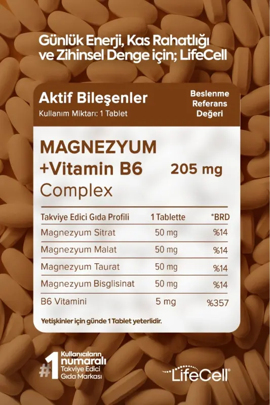 Magnezyum Kompleks + Vitamin B6 ( Taurat - Bisglisinat - Malat - Sitrat ) İçeren Takviye Edici Gıda - 3
