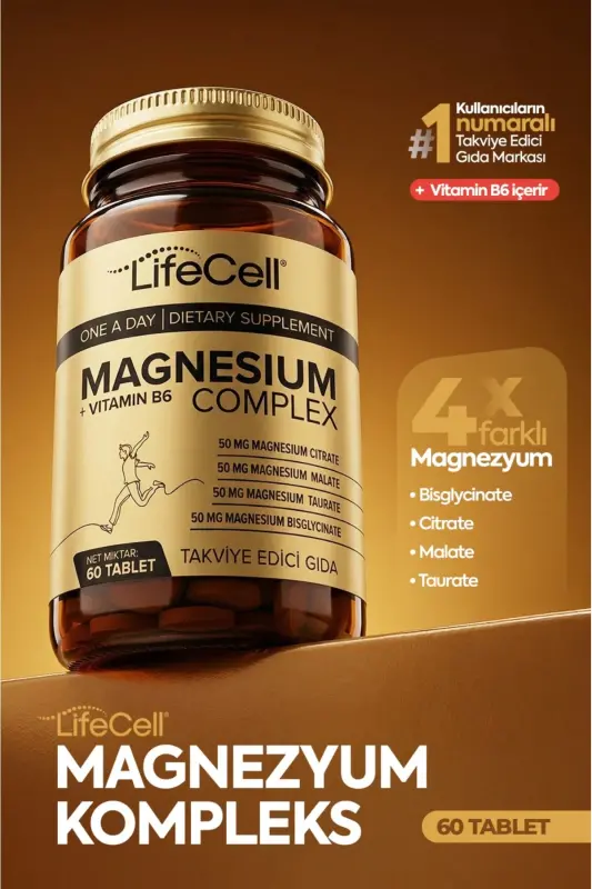 Magnezyum Kompleks + Vitamin B6 ( Taurat - Bisglisinat - Malat - Sitrat ) İçeren Takviye Edici Gıda - 5