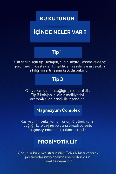 Magnezyum Kompleksi ve 1. ve 3. Tip Kolajen İçeren Bisglisinat, Malat, Sitrat, B6 - 2