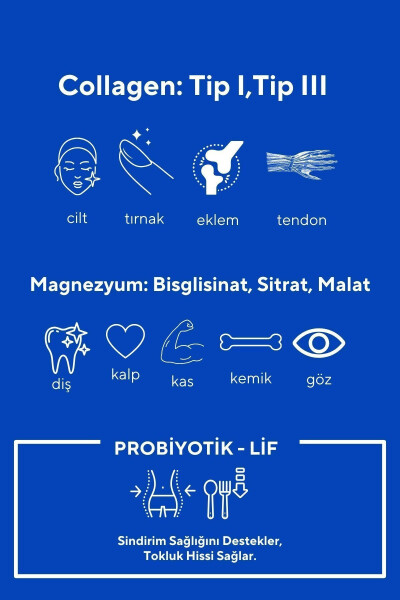 Magnezyum Kompleksi ve 1. ve 3. Tip Kolajen İçeren Bisglisinat, Malat, Sitrat, B6 - 4