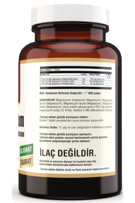 Magnesium Malat Taurat Glisinat 90 Tablet Element Formül - 3