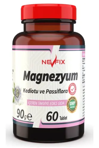 Magnezyum Sitrat (Klorür, Bisglisinat, Malat) Kedi Otu Pasiflora 60 Tablet - NEVFIX (1)