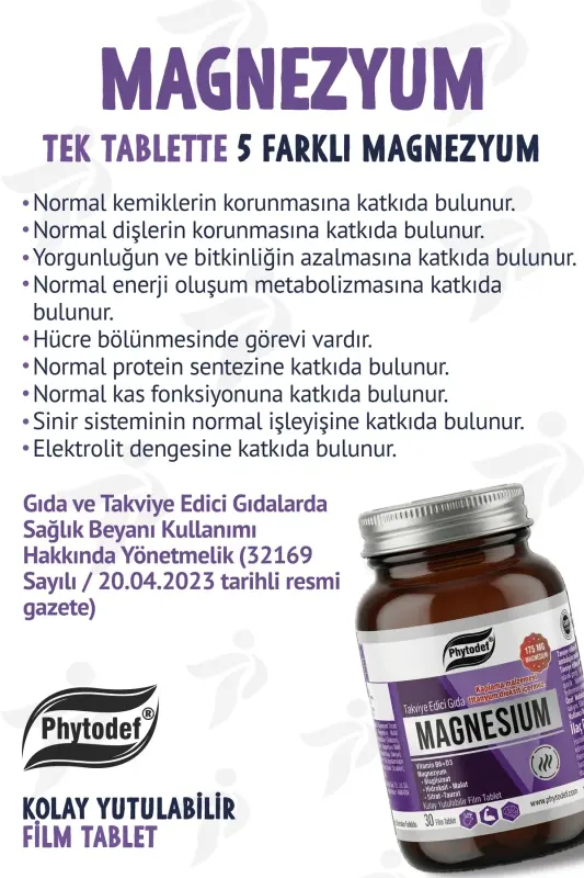 Magnezyum 5'li Form &Vitamin B6& D3- 175mg Magnezyum / 30 Tablet (MAGNESIUM) - 13