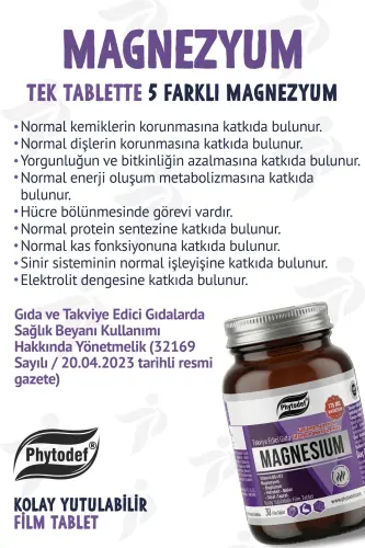 Magnezyum 5'li Form &Vitamin B6& D3- 175mg Magnezyum / 30 Tablet (MAGNESIUM) - 5