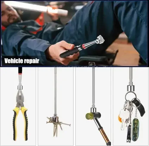 Magnitli yig'ish asbobi va tutqich to'plami, 35 dyuymli moslashuvchan tirnoq, 30 dyuymli teleskopik magnit, 20 funt tortish kuchi bilan - 4