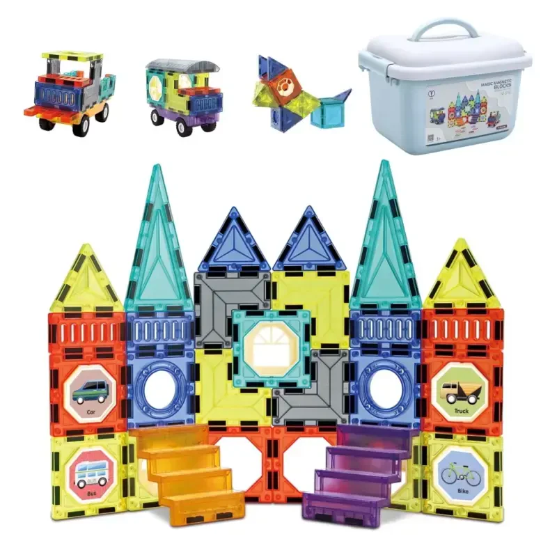 Magnetic Building Blocks for Kids, Educational STEM Toys, Sensory Learning and Building Set for 3-9 Years Old Toddlers, Boys and Girls Christmas Birthday Gift - WEFONE