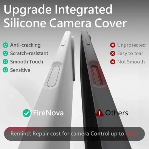 Магнитный чехол FireNova для iPhone Air, совместимый с MagSafe, [со встроенной силиконовой кнопкой управления камерой] [защита камеры], чехол из микрофибры для iPhone 17 Air, 6,5 дюйма, белый - 3