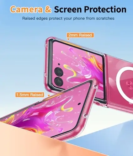 Магнитный чехол FNTCASE для Motorola Razr-Ultra-2025: легкая защита военного класса, защита от пожелтения, гибкий, прочный, ударопрочный чехол из ТПУ, кристально чистый (прозрачный). - 5