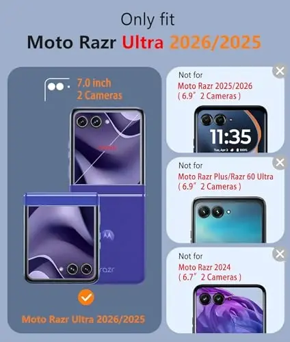 Магнитный чехол FNTCASE для Motorola Razr-Ultra-2025: легкая защита военного класса, защита от пожелтения, гибкий, прочный, ударопрочный чехол из ТПУ, кристально чистый (прозрачный). 