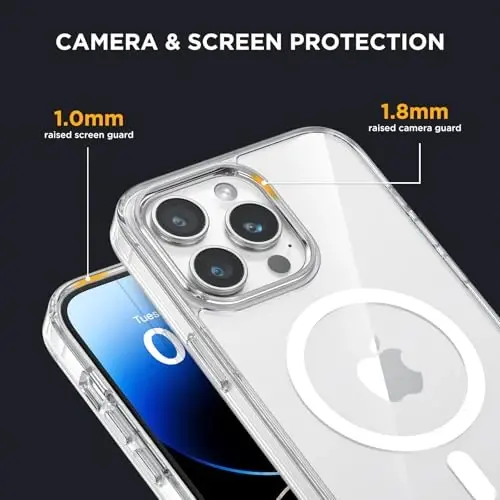 Магнитный чехол Miracase для iPhone 14 Pro Max с защитной пленкой для экрана, совместимый с аксессуарами MagSafe [не желтеет], ударопрочный тонкий чехол для iPhone 14 Pro Max, прозрачный магнитный - 5